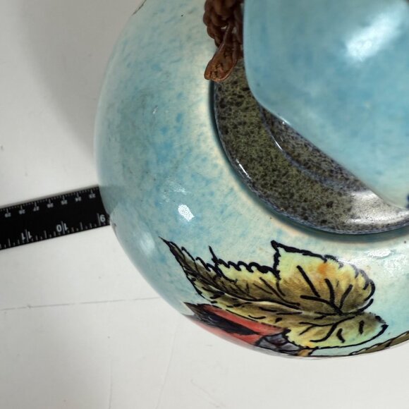 Talavera Tabletop Oil Lamp Cardinal of Peace VTG Artist Sign Outdoor Patio Torch - Picture 10 of 16